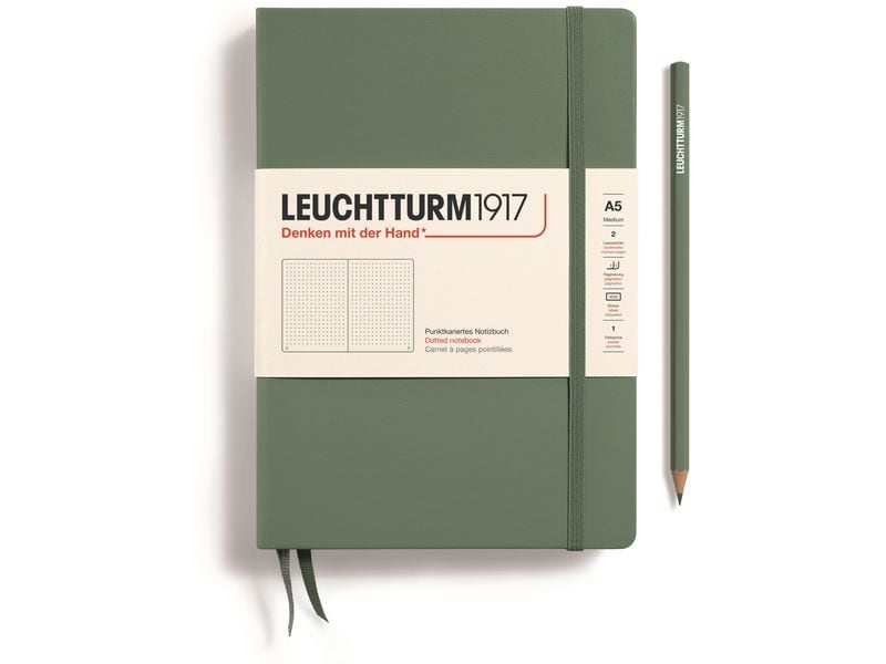 Leuchtturm Bloc-notes Medium A5, Pois, Vert olive