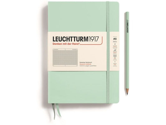 Leuchtturm Bloc-notes Medium A5, À carreaux, Menthe