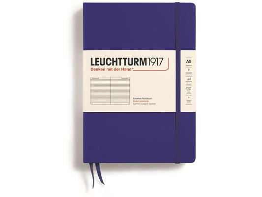 Leuchtturm Bloc-notes Medium A5, À lignes, Bleu foncé