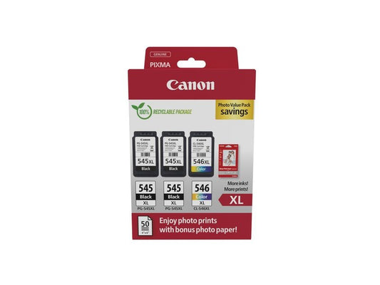 Canon Encre 2xPG-545XL/1xCL-546XL Photo noir/Cyan/Magenta/Yellow