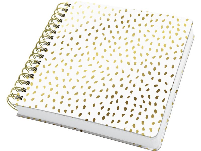 Jolie Carnet à spirales Golden Rain, 23.4x21.5cm,Vierge,Doré/Blanc