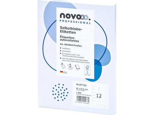 novooo. Étiquettes autocollantes 97 mm, 100 feuilles
