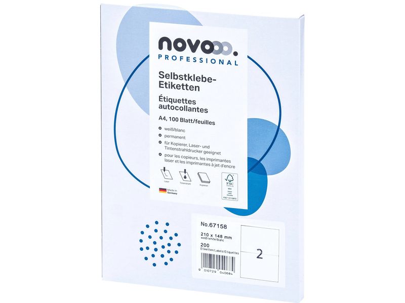 novooo. Étiquettes autocollantes 210 mm, 100 feuilles