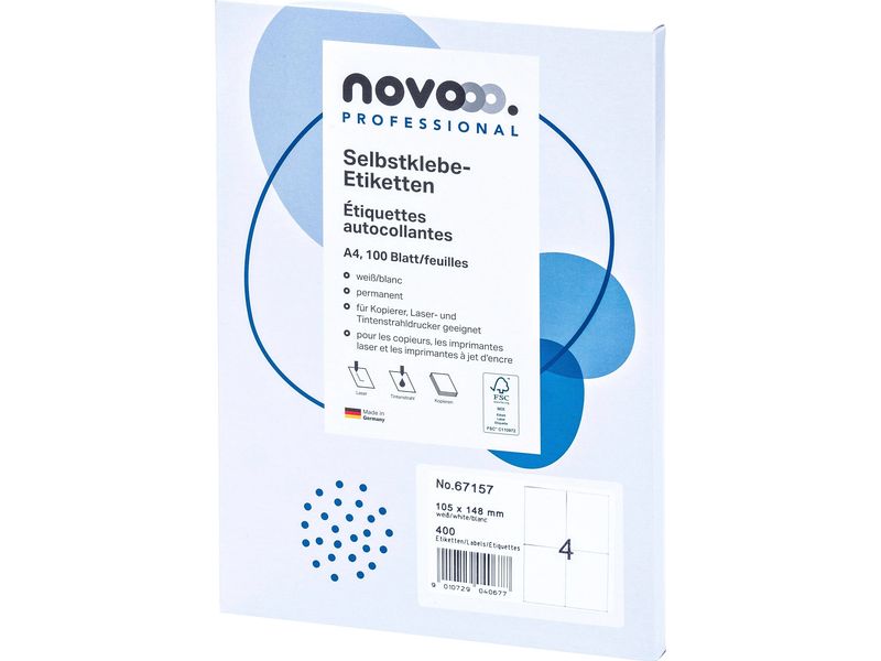 novooo. Étiquettes autocollantes 105 x 148 mm, 100 feuilles