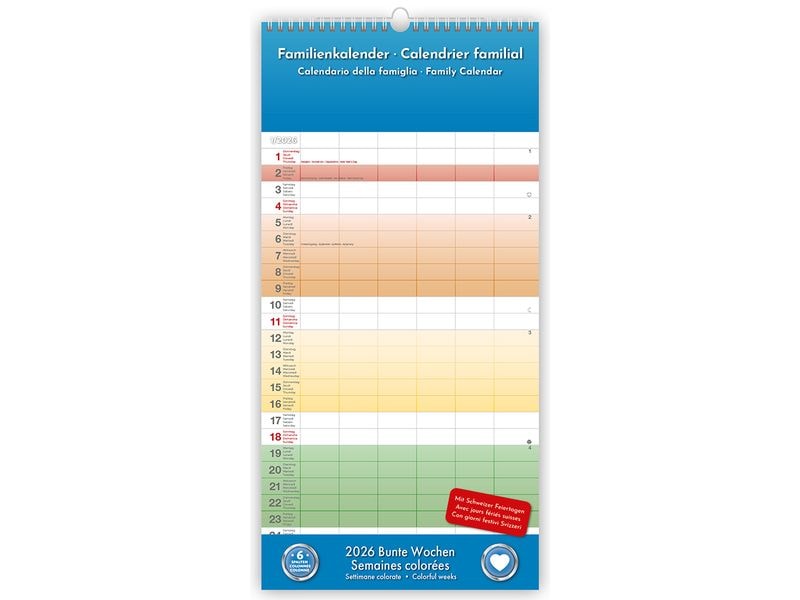 TH Calendrier familial Semaines colorées 2026