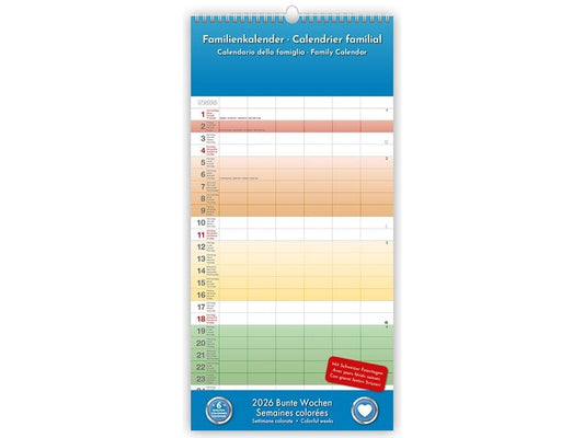 TH Calendrier familial Semaines colorées 2026