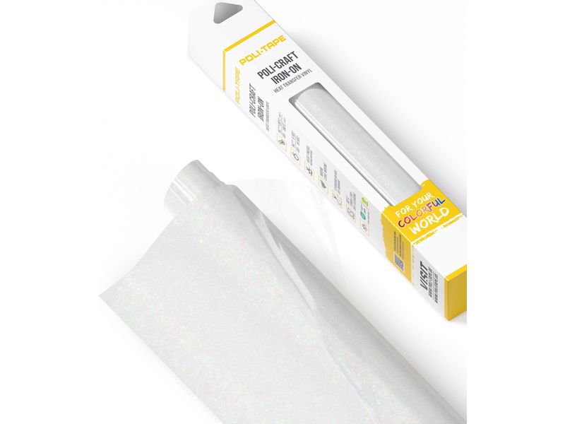 Poli-Tape Film thermocollant Pearl Glitter, 30.5 x 61 cm, blanc