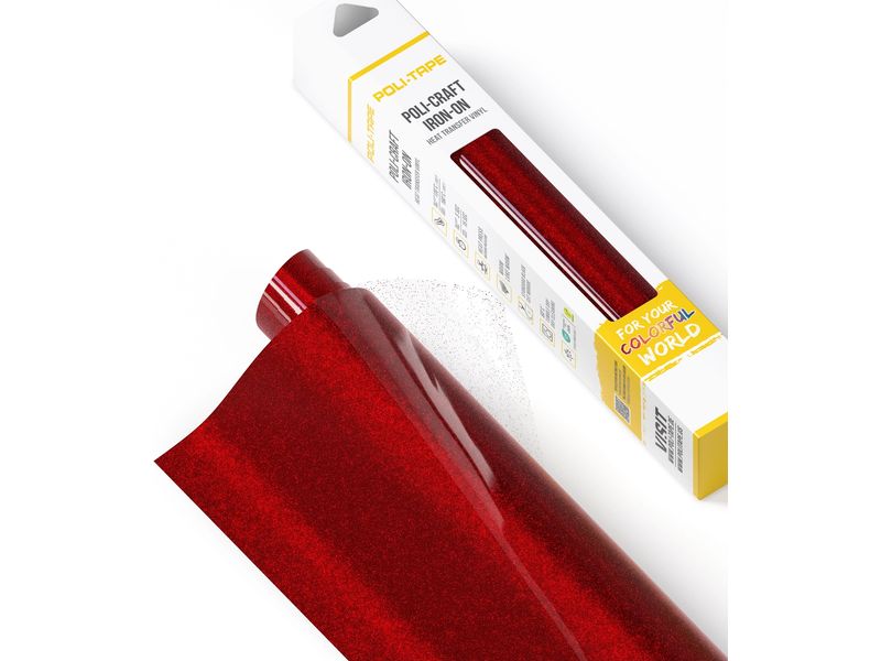 Poli-Tape Film thermocollant Pearl Glitter, 30.5 x 61 cm, rouge