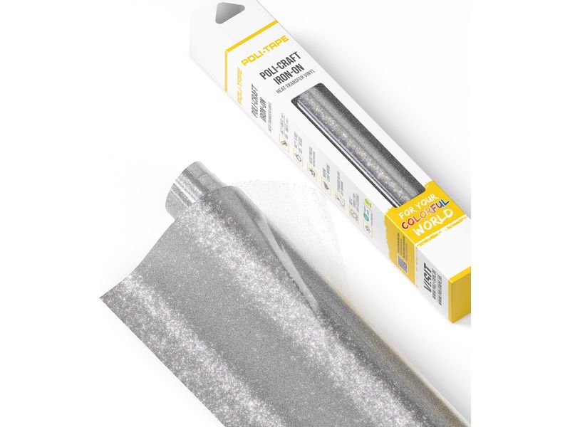Poli-Tape Film thermocollant Pearl Glitter, 30.5 x 61 cm, argent