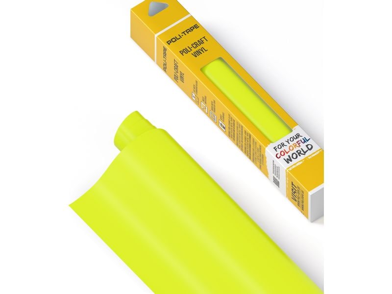 Poli-Tape Film de vinyle Permanent 30.5 x 183 cm, jaune fluo mat