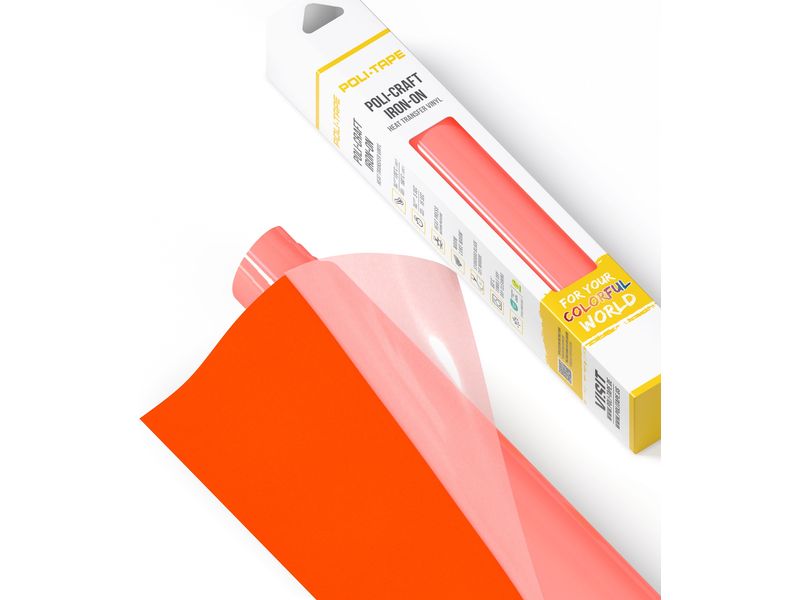 Poli-Tape Film thermocollant Tubitherm Flock, 30.5 x 61 cm, néon orange