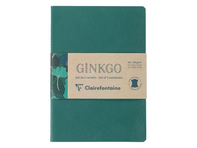 Clairefontaine Carnet de notes Ginkgo assortis, A5, À lignes, Vert