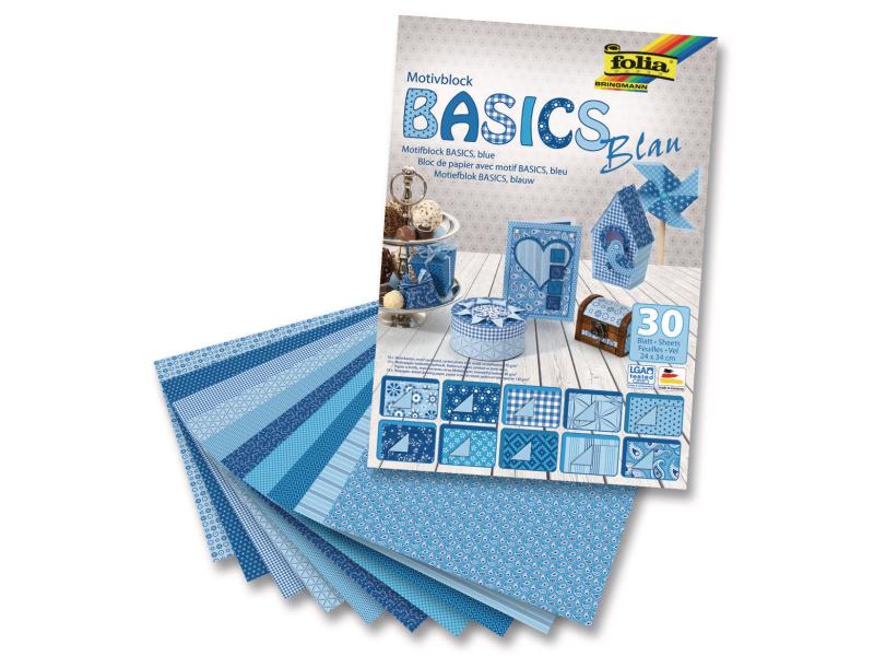 Folia Bloc de papier à motif Basics bleu