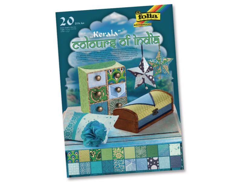 Folia Bloc de papier à motif India Kerala Couleur assortie
