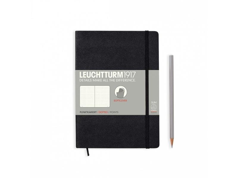 Leuchtturm Carnet de notes Couverture souple moyenne A5, Pois, Noir