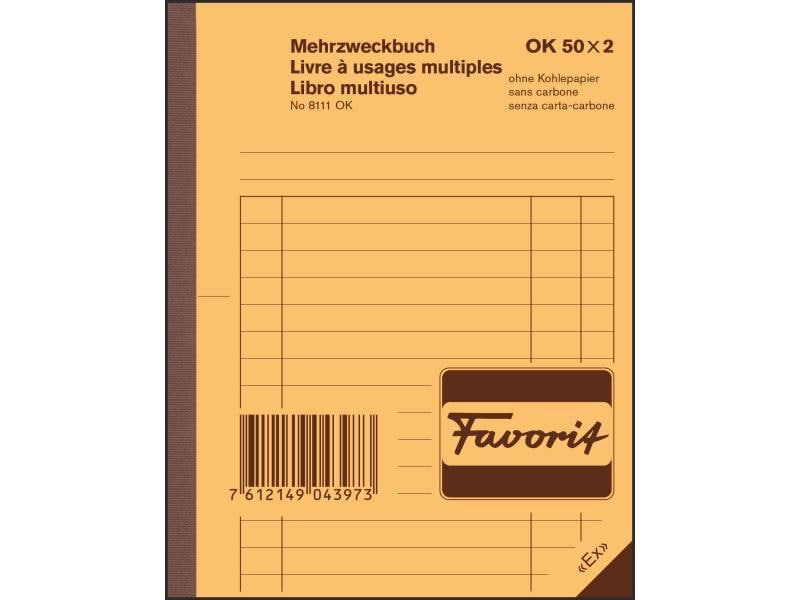 Favorit Bloc autocopiant 113 x 144 mm Livre multifonctionnel, bleu/blanc