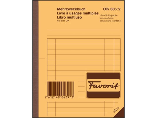 Favorit Bloc autocopiant 113 x 144 mm Livre multifonctionnel, bleu/blanc