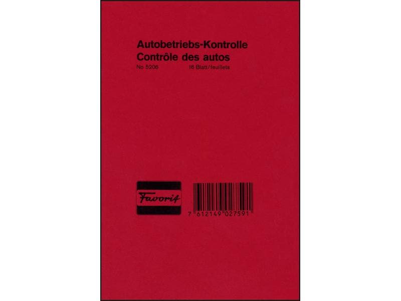 Favorit Bloc autocopiant Contrôle d'exploitation automobile 16 feuilles
