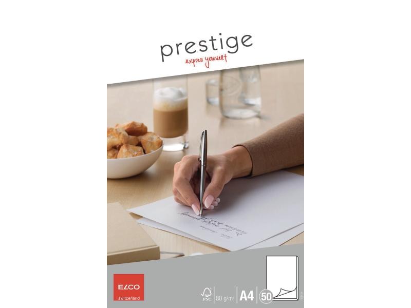 ELCO Bloc-notes Prestige A4 Blanc, 50 feuilles
