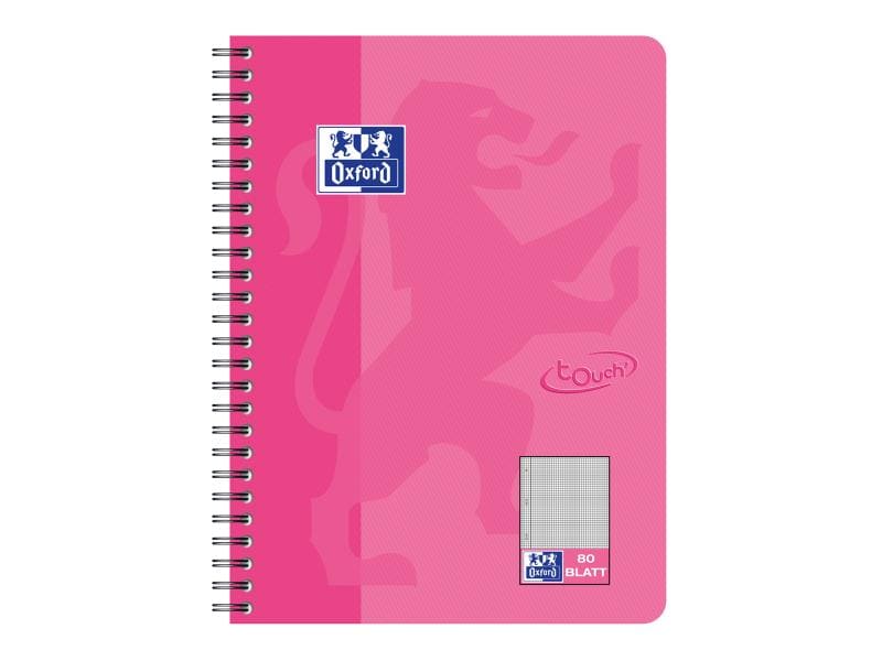 Oxford Carnet de notes Bloc-notes Touch College, B5, damier, rose