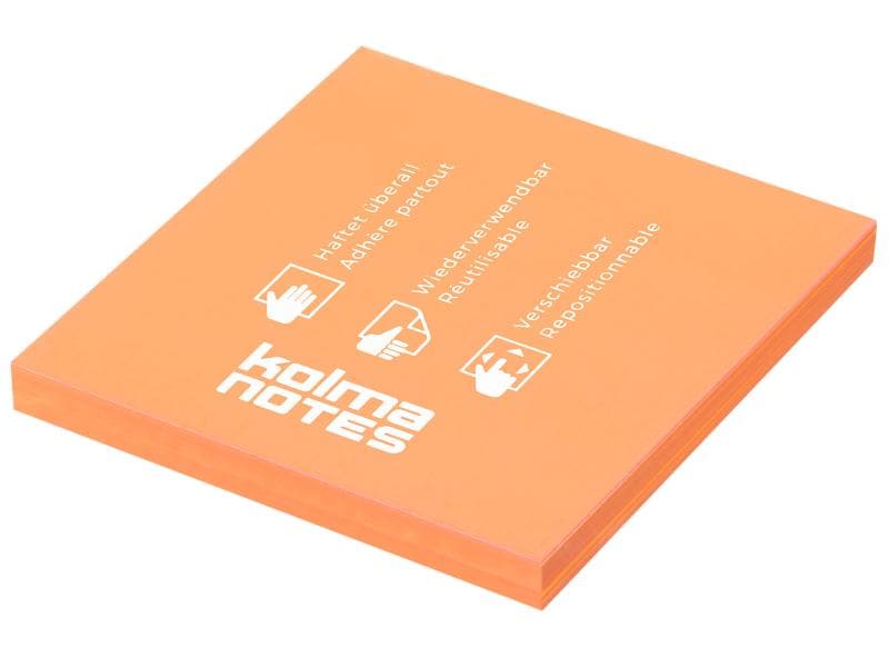 Kolma Fiche de bloc-notes NOTES 76 x 76 mm Orange, 100 feuilles