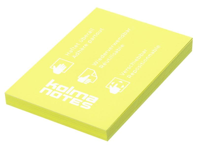 Kolma Fiche de bloc-notes NOTES A8 Jaune, 100 feuilles
