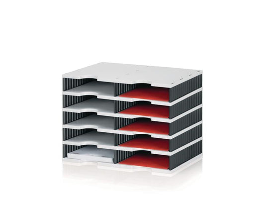 Styro Rangement pour documents styrodoc duo Standard, Noir, 10 compartiments