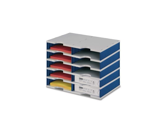 Styro Rangement pour documents styrodoc duo  Standard, Bleu, 10 compartiments