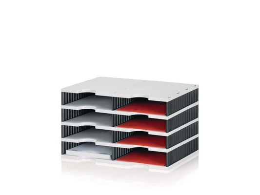 Styro Rangement pour documents styrodoc duo Standard, Noir, 8 compartiments