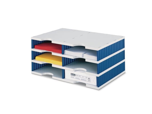 Styro Rangement pour documents styrodoc duo Standard, Bleu, 6 compartiments