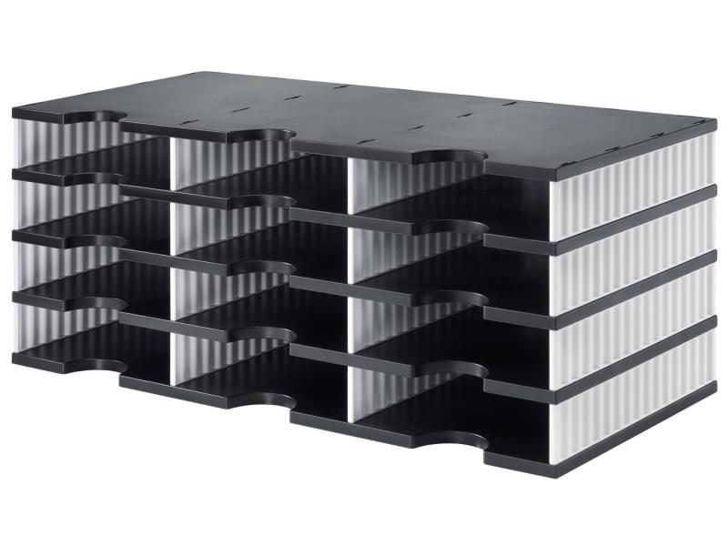 Styro Rangement pour documents styrodoc trio Noir, 12 compartiments
