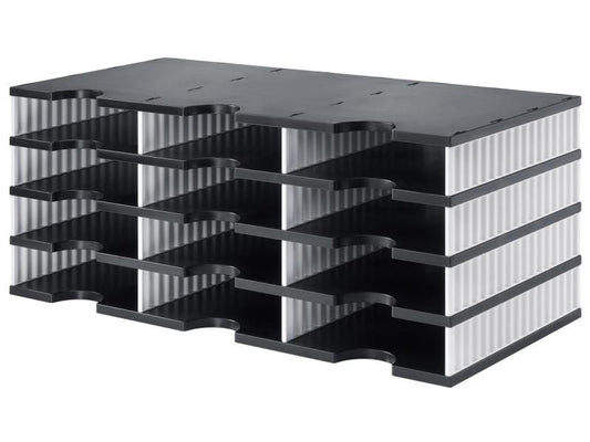 Styro Rangement pour documents styrodoc trio Noir, 12 compartiments