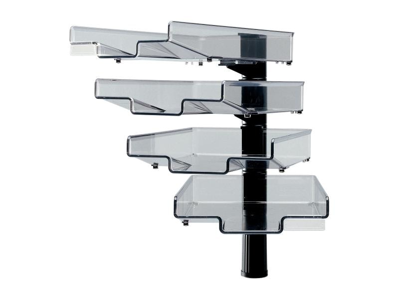 Hansa Corbeille à courier Battant pivotant avec 4 plateaux, noir