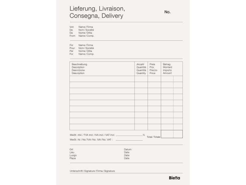 Biella Bloc autocopiant Copy Block A5 bon de livraison
