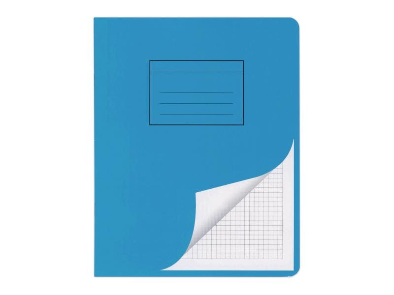 ELCO Cahier d'école 4 mm E5, À carreaux avec cadre, Bleu/Blanc