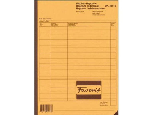 Sigel Bloc autocopiant A4 Rapport hebdomadaire, blanc