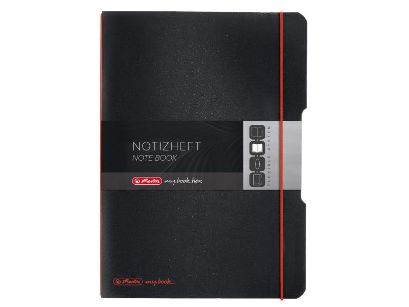 Herlitz Carnet de notes my.book flex A5, À carreaux, Rouge/Noir