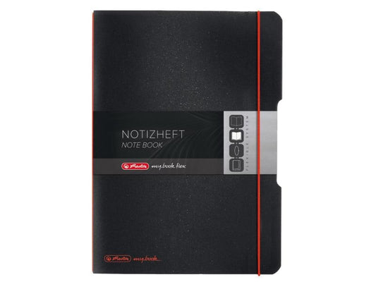 Herlitz Carnet de notes my.book flex A5, À carreaux, Rouge/Noir