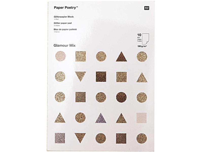 Rico Design Papier pailleté Paper Poetry Glamour Mix 10 feuilles