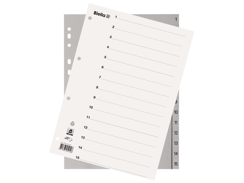 Biella Registre A4 1-15 avec feuille d'index