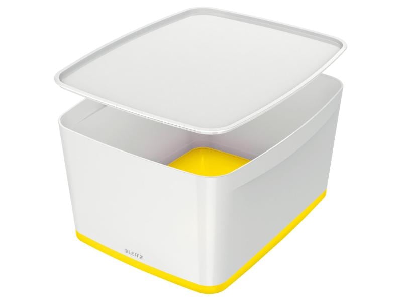 Leitz Boîte de rangement MyBox WOW Grand, jaune; blanc, couvercle