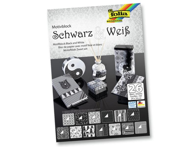 Folia Bloc de papier à motif Noir Blanc Multicolore