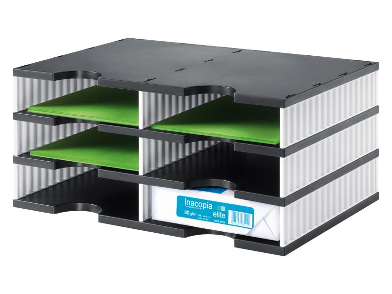 Styro Rangement pour documents styrodoc duo Standard, Blanc, 6 compartiments