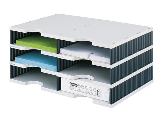 Styro Rangement pour documents styrodoc duo Standard, Noir, 6 compartiments