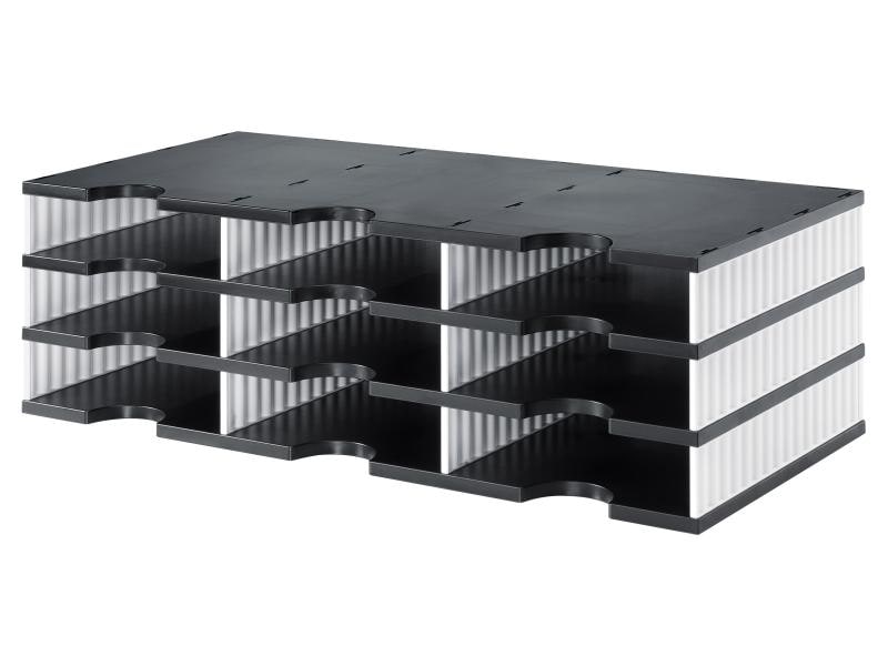 Styro Rangement pour documents styrodoc trio Standard, Noir, 9 compartiments