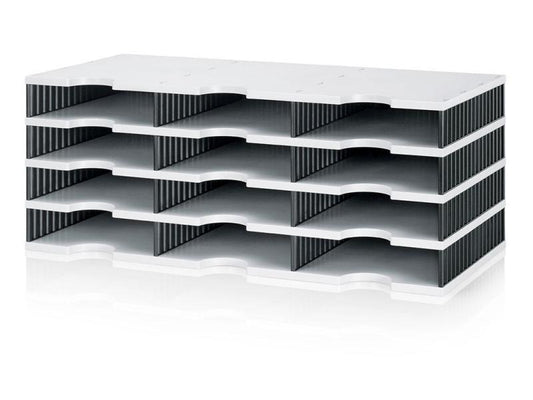 Styro Rangement pour documents styrodoc trio Gris clair, 12 compartiments