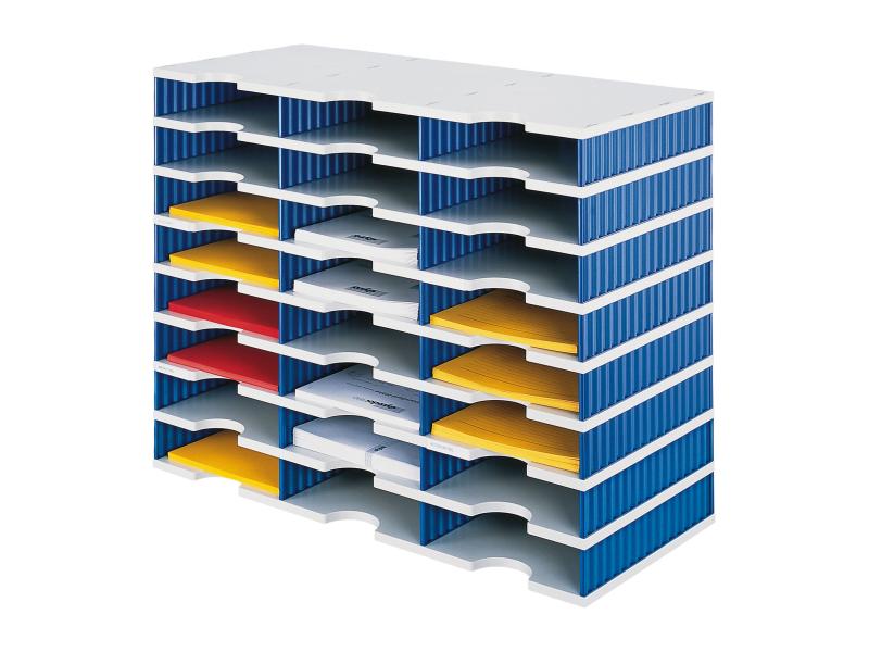 Styro Rangement pour documents styrodoc trio Bleu, 24 compartiments