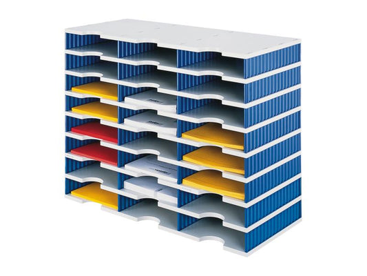Styro Rangement pour documents styrodoc trio Bleu, 24 compartiments