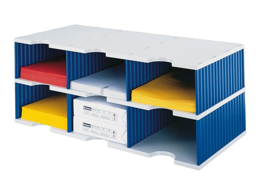 Styro Rangement pour documents styrodoc trio Jumbo Bleu, 6 compartiments
