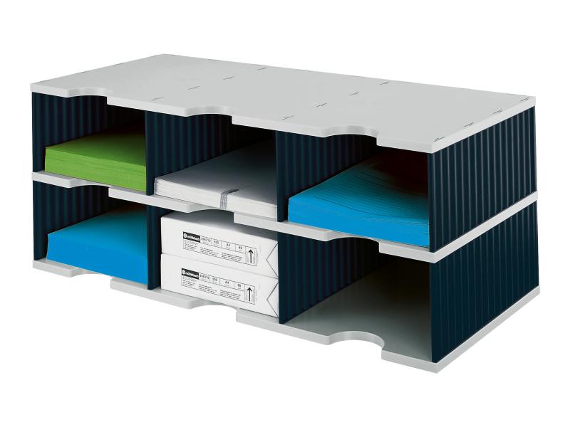 Styro Rangement pour documents styrodoc trio Jumbo Noir, 6 compartiments